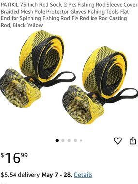 75 Inch Rod Sock, 2 Pcs Fishing Rod Sleeve Cover Braided Mesh Pole Protector